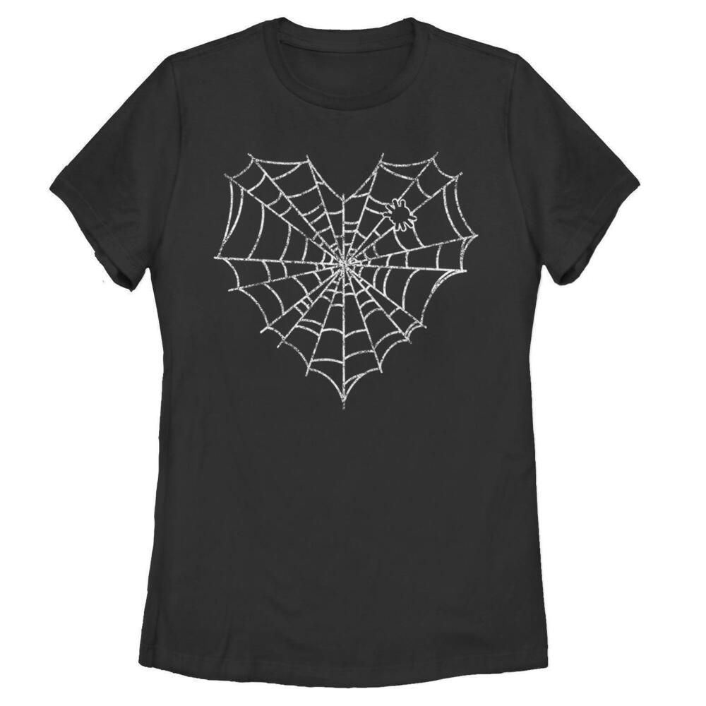 Womens Lost Gods Halloween Heart Spider Web Tshirt